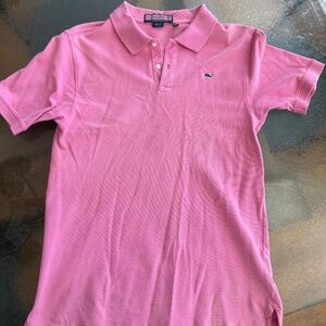 Vineyard Vines Mens Polo Shirt Pink Short Sleeve Split Hem Cotton Logo Men's L